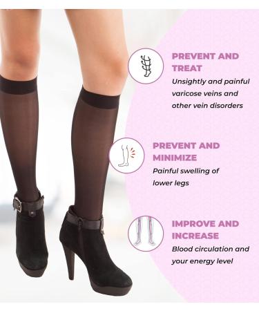 GABRIALLA Sheer Knee High Compression Stockings for Women 20-22 mmHg Closed Toe - Small Black - Buy Online on GoSupps.com