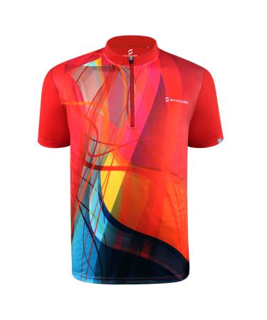 SAVALINO Bowling Jersey - Sublimation Bowling Shirts for Men, Quick Dry Shirts for Men, Bowling Jerseys for Men, S-6XL, Blue Large Red