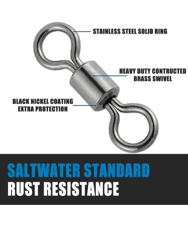 Dr.Fish Barrel Swivels - Stainless Steel Rolling Fishing Swivels Black Nickel - 30LB to 1500LB - 50pk - Buy Online on GoSupps.com
