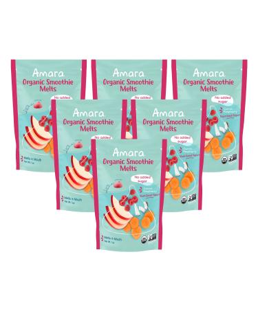Amara Yogurt Melts I Carrot Raspberry | Healthy Snacks for Baby and Toddlers | Gluten Free Snacks | Plant Based Yogurt | Delicious Fruit Snacks | Made with Organic Fruit | 1 Box | 6 Pouches
