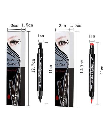 Go Ho 4 PCS Red and Black Liquid Eyeliner Stamp Pen - Waterproof Double-sided Seal Eyeliner Stencils for Long-Lasting, Smudge-Proof Cat Eye Look - Heart Star Moon Flower Design - 2 Red + 2 Black - Buy Online on GoSupps.com