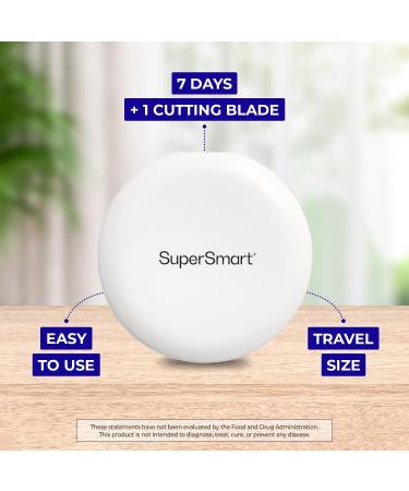 SuperSmart 7-Day Pill Box Organizer - Travel Size with Cutting Blade for Tablets - Easy-to-Use Supplement & Medication Storage - 7 Large Compartments - White - Buy Online on GoSupps.com