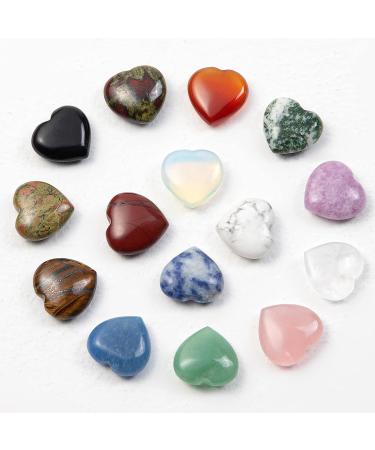15 PCS Natural Heart Crystals Healing Gemstones Set - Chakra Stones for Reiki Balancing and Crystal Lovers - Bulk Decor Gift - Buy Online on GoSupps.com