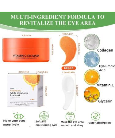 Chenduoran 60 pieces eye pads against dark circles vintamin C orange vitamin eye pads with collagen collagen antiaging eye pads with hyaluronic acid and collagen hyaluronic acid cooling eye pads organic woman Orange Vitamin C - Buy Online on GoSupps.com