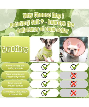 Kuoser Dog Surgery Recovery Suit for After Surgery Female Professional Pet Recovery Shirt Dog Abdominal Wounds Bandages Substitute E-Collar & Cone Prevent Licking Dog Onesies (green XS) XS green3 - Buy Online on GoSupps.com