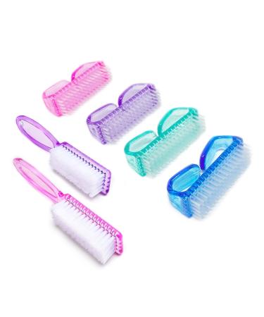 6 Pack Handle Grip Nail Cleaning Brush, Qeedy Fingernail Brush Cleaner Scrub Brush Kit for Toes Shower and Women & Men & Kids (Color B)