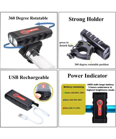 BurningSun Bike Light Set - 1000 Lumens, 5 Modes, 360 Rotatable, USB Rechargeable, IP65 Waterproof - Front and Back Cycling Lights - Buy Online on GoSupps.com
