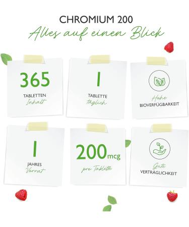 Buy Chromium Picolinate 200 McG - 365 Vegan Tablets Pure & Lab-Tested High-Dose without Additives - International Shipping Available - Buy Online on GoSupps.com