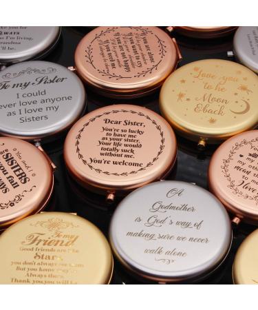 Muminglong Frosted Compact Makeup Mirror - Sister's Birthday & Christmas Gift Ideas - Sister-Sister Laughing (Silver) - Buy Online on GoSupps.com