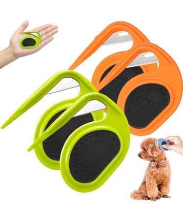 Pulunto Dog Comb for Pets 4-Piece Fur Care Set | Open Knots Trimmer & Brush in Orange & Green - Buy Online on GoSupps.com
