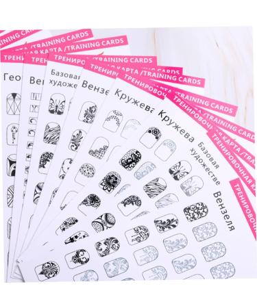 1 Set manicure exercise book nail art nail art drawing stencil nail art manicure tool nail kits nail art practice templates for beginner painted wooden eyeliner brush - Buy Online on GoSupps.com