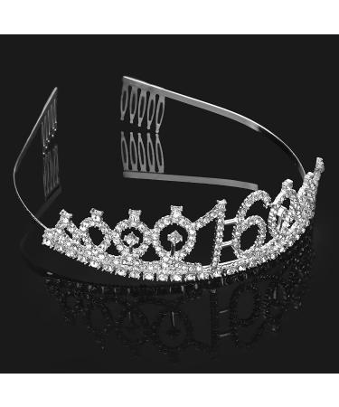 Sophisticated Silver 16th Birthday Tiara and Sash Kit - Sweet 16 Decorations & Gifts for Girls - Buy Online on GoSupps.com