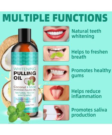 Whitening Pulling Oil - Natural Coconut Oil Mouthwash for Plaque & Tartar Removal | 8 Fl Oz Oil Pulling Solution & Kit - Buy Online on GoSupps.com