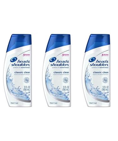 Head and Shoulders Classic Clean Anti-Dandruff Shampoo 3 oz Travel Size (Pack of 3) 3 Fl Oz (Pack of 3)