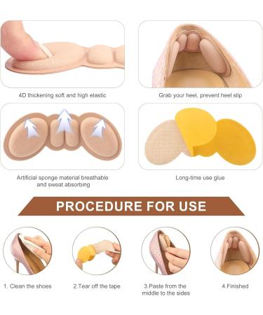 Buy Heel Pads for Big Shoes - 4 Pairs Foamed Cotton Cushions for Pain Relief & Improved Fit | NXK47-Flesh Color - Buy Online on GoSupps.com