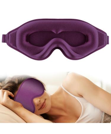 WLLHYF Silk Sleep Mask for Sleeping 3D Stereo Deep Sleep Eye Mask Comfortable Adjustable Cute Block Out Light Eye Covers for Man and Woman All Night Sleep (Purple)