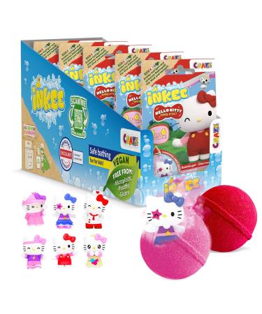 INKEE Hello Kitty 5 x Bath Bombs for Kids with Surprise 5 x Hello Kitty Figures to Collect 5 x 80g Bath Balls with Watermelon