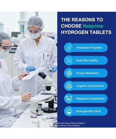 Natprime Hydrogen Water Tablets - H2 Molecular Hydrogen Tablets for Drinking Water with Magnesium 12 PPM Mineral Supplements for Mental Clarity Cognitive Function & Energy - 90 Counts - Buy Online on GoSupps.com