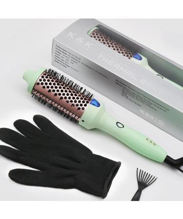 K&K Pro Thermal Brush - 1.75 Inch Ionic Heated Round Brush for Smooth Blowouts & Gorgeous Curls - Dual Voltage Fast Heating Green - Buy Online on GoSupps.com