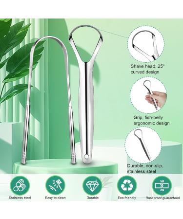 Stainless Steel Tongue Scraper - Moutology 2 Pack for Adults | Improve Bad Breath & Oral Care | Professional Metal Tongue Brush with Storage Box - Buy Online on GoSupps.com