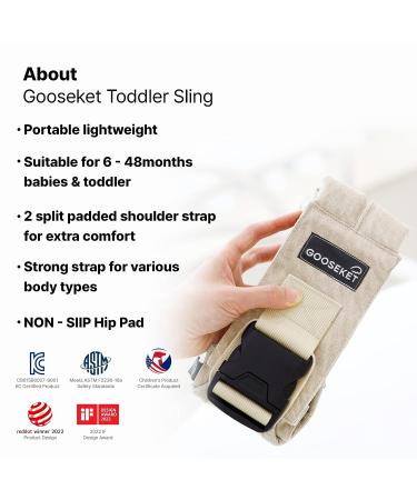 GOOSEKET Toddler Sling | Compact Cotton Baby Carrier | 44 lbs Weight Limit | Beige - Buy Online on GoSupps.com