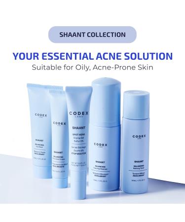 Codex Labs Shaant Balancing Foaming Face Cleanser - Oil Control & Pore Minimizer for Acne Prone Skin - Micellar Water Oil-Free Vegan Skincare (100ml - Buy Online on GoSupps.com