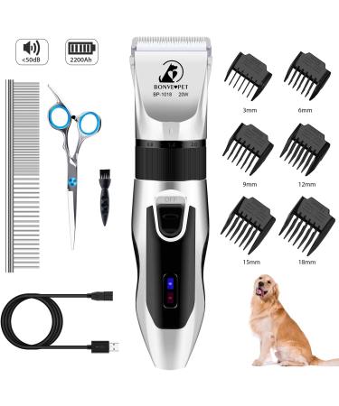Bonve Pet Dog Grooming Kit Quiet Electric Clippers for Thick Coats - Cordless and Rechargeable - Buy Online on GoSupps.com