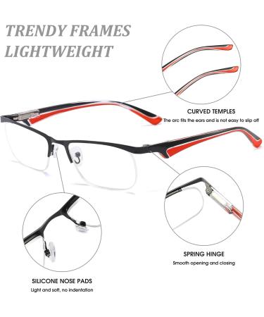 Buy Lanomi Blue Light Filter Reading Glasses - Anti-Blue Light Half Frame Computer Glasses for Men & Women - Red 2.0 Diopters - Buy Online on GoSupps.com