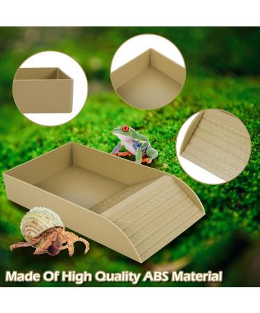 Alongen Tortoise Water Dish Tortoise Food Dish Anti Slip Reptile Pool Bowl with Ramp Reusable Reptile Pool Tortoise Habitat Accessories for Turtles Horned Frogs and Lizards(Brown) - Buy Online on GoSupps.com