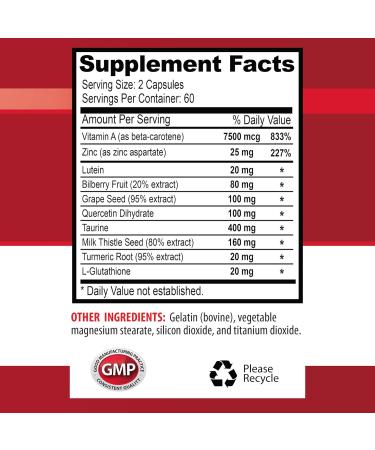 Complete Eye Nutrition - Eye Vision Guard - Natural Detoxification for Brighter Eyes Nourishing Eye Health Supplement Vitamin A Bilberry Extract Eye Vision Complex Supplement 2 Bot 120 Caps - Buy Online on GoSupps.com