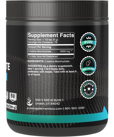 Pure Original Ingredients Creatine Monohydrate Powder - Micronized Dietary Supplement 13.8 oz | International Shipping Available - Buy Online on GoSupps.com