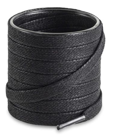 Shoemate Flat Waxed Cotton Shoe Laces for Boots & Dress Shoes, Shoe Strings 51"(129cm) 01 Black