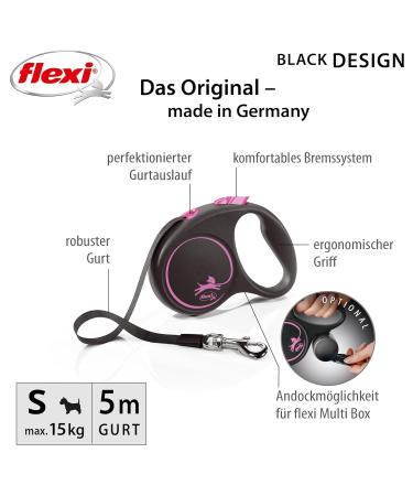 Buy Flexi Retractable Leash Design Black/Pink - Size S | International Shipping Available - Buy Online on GoSupps.com