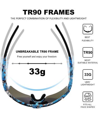 BangLong UV400 Cycling Sunglasses for Men Women - White Blue | Windproof Sports Sunglasses for Running, Golf & Baseball - Buy Online on GoSupps.com