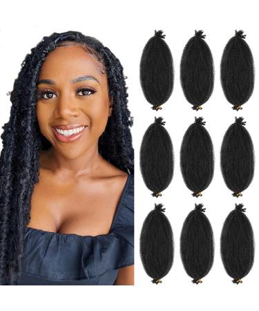 Pre-Separated Springy Afro Twist Hair 24 Inch Long 9 Packs Soft Afro Springy Twist Crochet Hair for Distressed Butterfly Locs Synthetic Marley Twist Braiding Hair Extensions for Black Women (1B#) 24 Inch (Pack of 9) 1B