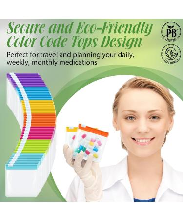 Sherr 56 Pcs Weekly Zippered Pill Pouch Set - Reusable Clear Plastic Travel Medicine Organizer Bags in Candy Colors - Buy Online on GoSupps.com