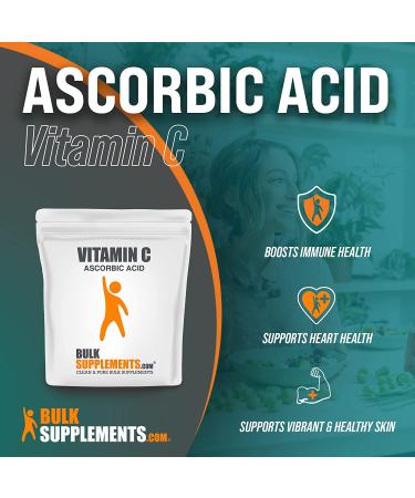 BulkSupplements Vitamin C Powder - High Dose Ascorbic Acid Supplement - 1kg (2.2 lbs) Pure Vitamin C - Gluten-Free Formula - Buy Online on GoSupps.com