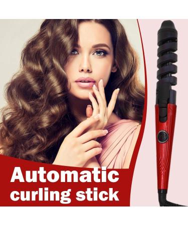 Hair Curling Wand Portable Hair Curler | Hair Straightener and Curler 2 in 1 Portable Automatic Hair Curler Wand for Long Short Hair Red US - Buy Online on GoSupps.com