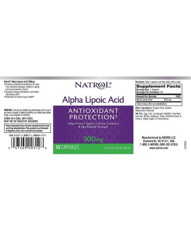 Buy Natrol Alpha Lipoic Acid 300 mg - 50 Capsules - Premium Antioxidant Supplement for Energy & Metabolism - Fast International Shipping - Buy Online on GoSupps.com