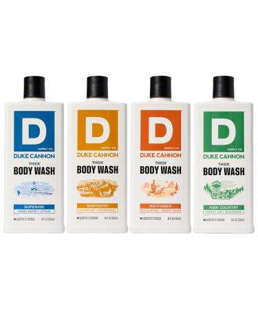 Duke Cannon Supply Co. THICK High-Viscosity Body Wash for Men the Scent Seeker Variety 4 Pack - Premium Ingredients Plant-Based Thickeners Superior Lather Natural Exfoliate 17.5 Fl Oz (4 Pack) Superior Sawtooth Wayfinde