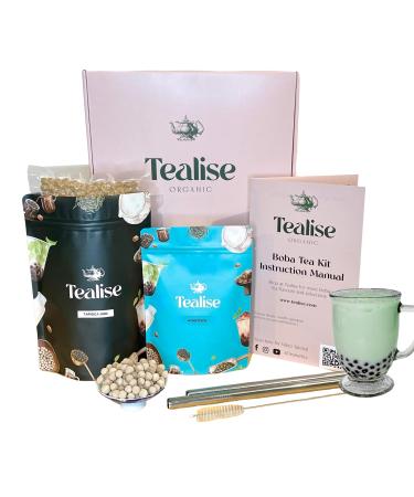 Tealise Instant Honeydew Bubble Tea Kit Gift Box with Black Tapioca Straw Kit Bubble Tea kit 6-servings