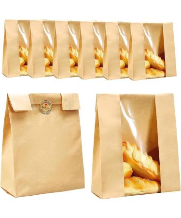 50Pcs Bread Bake Bag Clear Window Sealing Grease Proof Kraft Paper Bag For Food Snacks Cookie Coffee Kitchen Accessory Oil Proof Bag - Buy Online on GoSupps.com