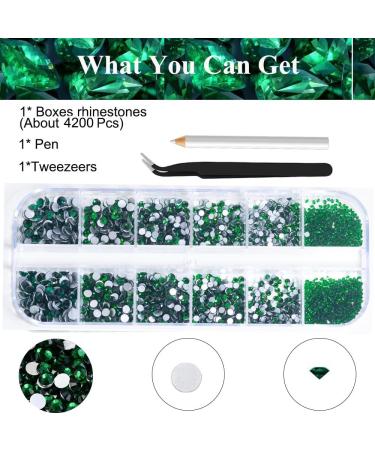 4200 Stk Emerald Green Rhinestones SS6-SS20 | Flatback K9 Glass Nail Art Makeup & DIY Crafts Charms - Buy Online on GoSupps.com