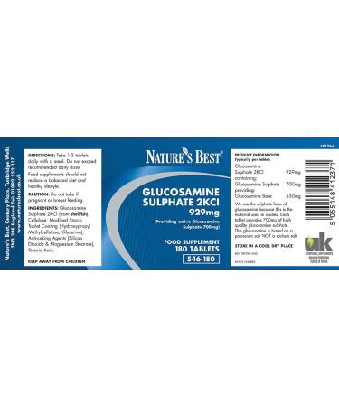 Glucosamine Sulphate 2KCI with GlucosaGreen - 929mg - 180 Tablets - Plant Based - UK Made - Buy Online on GoSupps.com