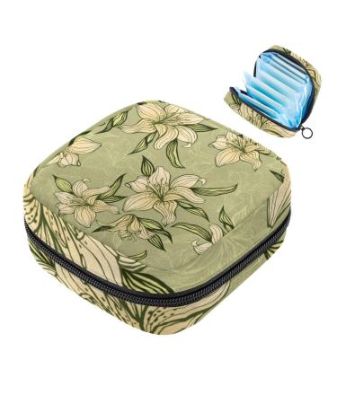 Javenproeqt portable women's binding bags menstrual cup pocket female menstrual pads bags for teenage girls tampons for the first period green lily hand-drawn multicolored 06