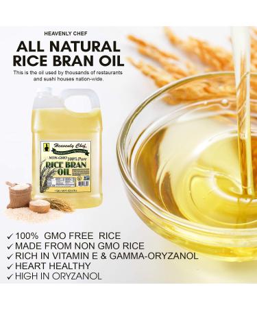 RICE BRAN OIL | 1 Gallon (128 Ounces) | Kosher | All- Natural  Made from 100% Non-GMO Rice | Rich in Vit E and Gamma Oryzanol | Unfiltered  No Trans Fat and Heart Healthy | by Heavenly Chef - Buy Online on GoSupps.com