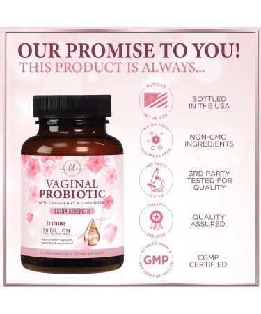 Vaginal Probiotics 50 Billion CFU - 10 Unique Strains With Cranberry & D Mannose - Vaginal PH Flora Feminine Health Balance Support - Women Health Probiotic Supplement Bottled in USA - 60 Capsules 60 Count (Pack of 1) - Buy Online on GoSupps.com