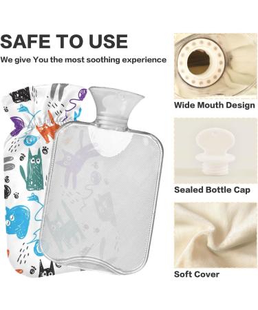 Naanle Funny Sketch Cat Water Bottle | 2L Large Warm & Cold Therapy Bag for Bed | Hand & Foot Warmer | Pain Relief - Buy Online on GoSupps.com