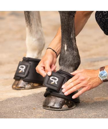 Sunride Hoof Bells (Set of 2) Real Leather & Neoprene Protection for Horses - Small (M) Black - Prevent Bale Kicks - Buy Online on GoSupps.com