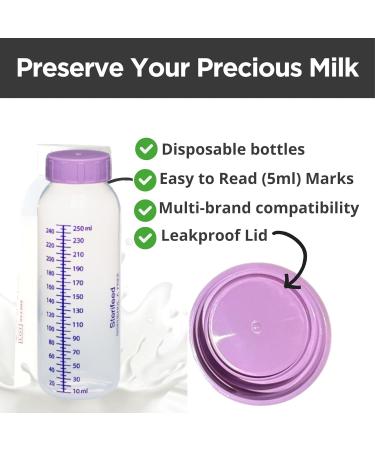 STERIFEED Disposable Breast Milk Bottles (6-Pack) Each Bottle (250 ml) in tamper evident bags | Hospital Quality with Locktight Caps Baby Milk Bottle Sterile Ready to use - Buy Online on GoSupps.com
